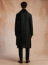 Men Black Solid Silk Blend Kurta with Pyjama & Embroidered Velvet Dupatta Set