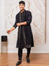 Men's Black Viscose Kurta, Pyjama And Dupatta Set