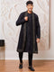 Men's Black Viscose Kurta, Pyjama And Dupatta Set