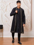 Men's Black Viscose Kurta, Pyjama And Dupatta Set