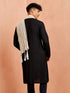 Men's Black Kurta Pyjama Set with White Dupatta