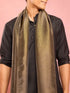 Men's Black Silk Blend Kurta with Pant Pyjama & Mehendi Green Dupatta Set