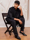 Men's Black Viscose Kurta,Patiala And Dupatta Set.