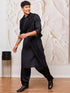 Men's Black Viscose Kurta,Patiala And Dupatta Set.