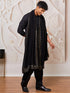Men's Black Viscose Kurta,Patiala And Dupatta Set