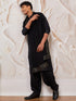 Men's Black Viscose Kurta,Patiala And Dupatta Set