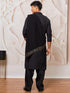 Men's Black Viscose Kurta,Patiala And Dupatta Set