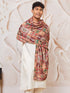 Men Cream Solid Silk Blend Kurta with Multicolour Paisley Print Dupatta Set
