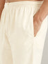 Men Cream Solid Kurta with Cream Pyjama & Cream Woven Dupatta