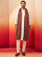 Men Cream Kurta with Solid Bottom & Brown Pashmina Digital Print Dupatta