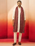 Men Cream Kurta with Solid Bottom & Brown Pashmina Digital Print Dupatta