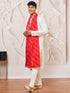 Men's Cream Viscose Kurta, Pant And Dupatta Set