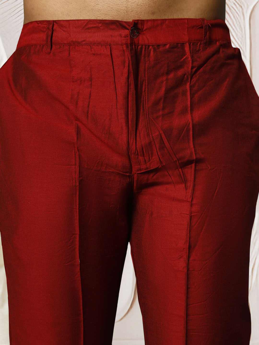 Men's Maroon Viscose Kurta, Pant And Dupatta Set