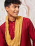 Men's Maroon Viscose Kurta, Pant And Dupatta Set