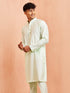 Men's Mint Green Viscose Kurta Long Sleeve Mandarin Collar Festive