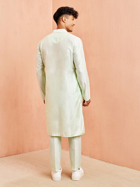 Men's Mint Green Viscose Kurta with Mint Green Pant Set