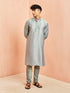 Men's Olive Green Viscose Kurta with Churidar Set