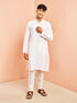 Men's White Viscose Kurta with White Pant Set
