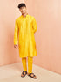 Men's Yellow Viscose Kurta with Yellow Pant Set