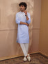Men's Aqua Woven Fabric Embroidered Thigh Length Kurta