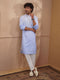 Men Aqua Viscose Ombre Embroidered Kurta Pyjama Set