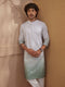 Mint Green Ombre Embroidered Kurta with Mandarin Collar