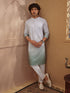 Men's Mint Woven Fabric Embroidered Thigh Length Kurta