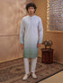 Men's Mint Viscose Ombre Thigh Length Kurta With Pyjama