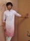 Men Pink Ombre Embroidered Mandarin Collar Kurta