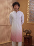 Men's Pink Woven Fabric Embroidered Thigh Length Kurta