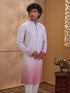 Men's Pink Woven Fabric Embroidered Thigh Length Kurta
