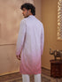 Men's Pink Woven Fabric Embroidered Thigh Length Kurta