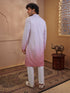 Men's Pink Viscose Embroidered Thigh Length Kurta With Pyjama