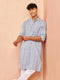 Men's Grey And White Batik Printed Kurta