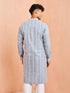 Men's Grey And White Batik Printed Kurta