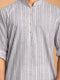 Men's Grey Printed Jacquard Kurta with Wide Leg Pants Set