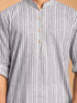 Men's Grey Printed Jacquard Kurta with Wide Leg Pants Set