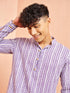 Men's Purple & White Batik Printed Kurta Rakhi Gift Box for Brother | Premium Gift Set