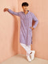 Men's Purple & White Batik Printed Kurta Rakhi Gift Box for Brother | Premium Gift Set