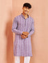 Men's Purple And White Batik Printed Kurta