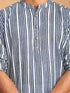 Men Blue Kantha Geometry & Indigo Print Cotton Kurta with Navy Blue Pant Set