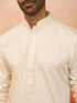 Vastramay Men Cream Cotton Monalisa Embroidered Kurta