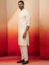 Men's Cream Thread Embroidered Kurta with Pyjama