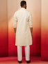 Men's Cream Thread Embroidered Kurta with Pyjama