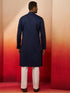 Men's Navy Blue Thread Embroidered Kurta with Pyjama