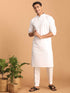 Men's White Cotton Blend Solid Kurta