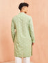 Men's Green Geometric Booti Jacquard Kurta