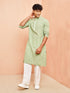 Men's Green Geometric Booti Jacquard Kurta