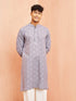 Men's Grey Geometric Booti Jacquard Kurta