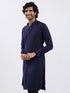 Men's Navy Blue Cotton Blend Kurta For Men.